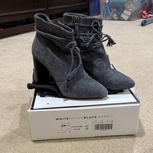 White House Black Market Charcoal Ankle Booties